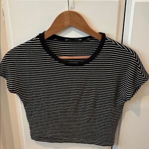 Striped black white Zara trafaluc crop top